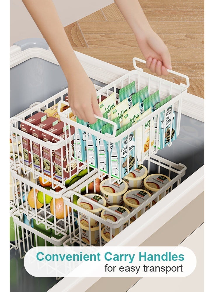 أوبتيا صناديق تنظيم الفريزر، عبوة من 2 قطعة، سلال فريزر قابلة للتكديس، لتصنيف اللحوم والأطعمة المجمدة - صناديق تنظيم الفريزر العميق مع مقابض للفريزر العمودي والصندوقي (أبيض) - Image 1